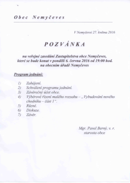 Page 1 O b e c N e m y če v e s V Nemyčevsi 27. května 2016 PO Z