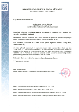 Eva Gorolov&aacute; - Ministerstvo pr&aacute;ce a soci&aacute;ln&iacute;ch věc&iacute;