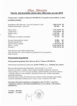 Návrh závěrečného účtu obce Hlavenec za rok 2015