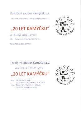 Page 1 Folklórní soubor Kamýček, z.s vĺs srdečně zve na folklórní