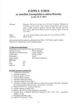 Zápis z jednání zastupitelstva města z 25.5.2016