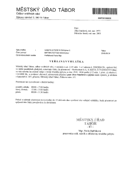 Veřejná vyhláška - uložení písemnosti