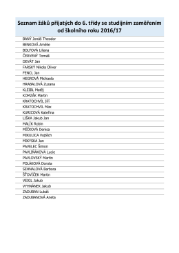 Seznam žáků přijatých do 6. třídy se studijním zaměřením od