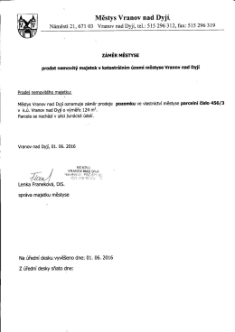 Záměr městyse prodat nemovitý majetek /47