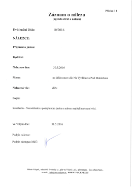 Z&aacute;znam o n&aacute;lezu - kl&iacute;če