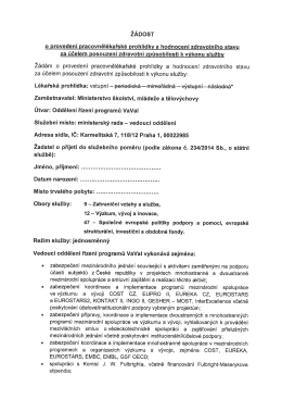 Page 1 ŽÁDOST o provedení pracovnělékařské prohlídky a