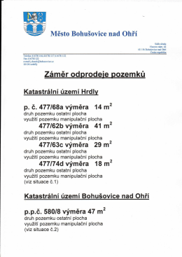 Z&aacute;měr odprodeje pozemků