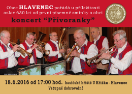 Page 1 Obec HLAVENEC pořádá u příležitosti oslav 630 let od první