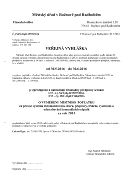 Veřejná vyhláška - vyměření místního poplatku Lakatoš Igor /1976