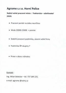 Nabídka práce v zemědělství