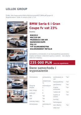 BMW Seria 6 i Gran Coupe fv vat 23%