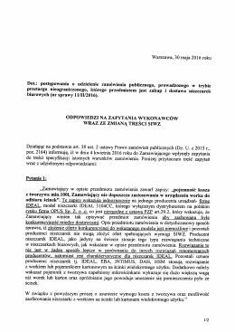 Odpowiedzi na zapytania i zmiana SIWZ