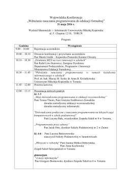Program konferencji - Kuratorium Oświaty w Bydgoszczy