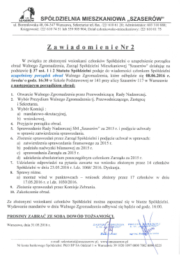 Zawiadomienie o Walnym Zgromadzeniu w dniu 08 06