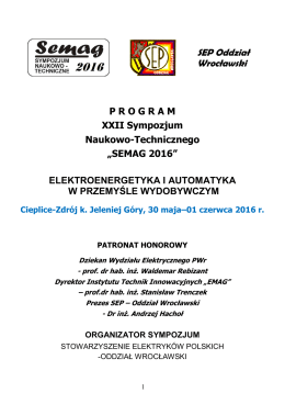 Program sympozjum - Zakład Elektroenergetycznej Automatyki