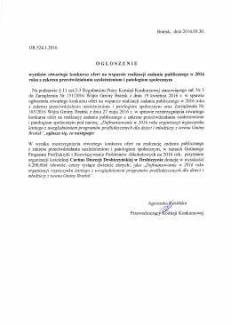Ogłoszenie wyników otwartego konkursu ofert na wsparcie realizacji