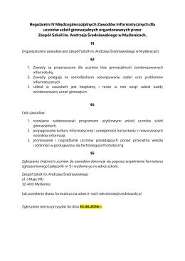 Regulamin zawodów (plik PDF) - Zespół Szkół im. Andrzeja