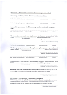 Page 1 Oświadczenie o odbieraniu dziecka z przedszkola