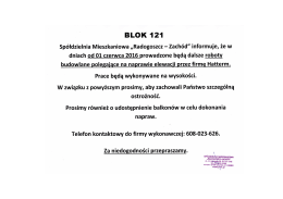 Page 1 BLOK 121 Spółdzielnia Mieszkaniowa „Radogoszcz