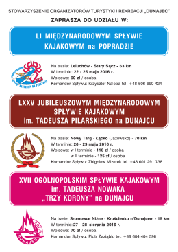 Zapraszamy do wzięcia udziału w naszych imprezach kajakowych w