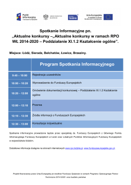 Program Spotkania kształcenie ogólne - RPO WŁ 2014-2020