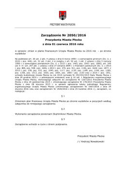Zarządzenie Nr 2050/2016 - Urząd Miasta Płocka