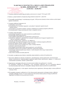 Warunki uczestnictwa w półkolonii
