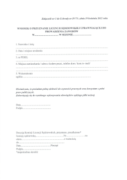 WNIOSEK LICENCYJNY załącznik nr 1 i 2 POBIERZ
