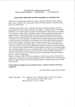 Page 1 Ing. Milan Jako&scaron; - Qdborn&yacute; lesn&iacute; hospod&aacute;ř Unč&iacute;n 26, 592 42