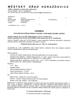 veřejné jednání, Přístavba domácí dílny, poz. p.č. 430/1 k.ú