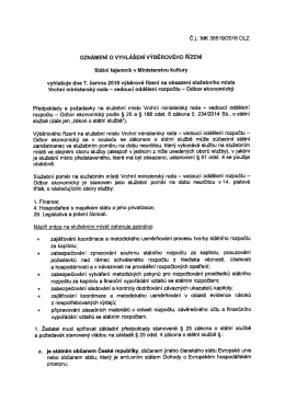 Oznámení o vyhlášení výběrového řízení