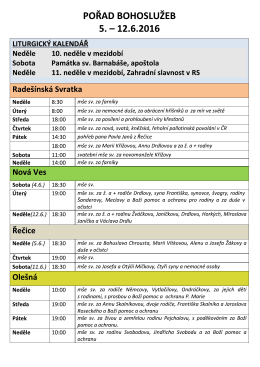 Pořad bohoslužeb  - Farnost Radešínská Svratka
