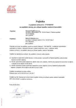 Page 1 GENERALI Pojistka k pojistné smlouvě č. 1710160197 na