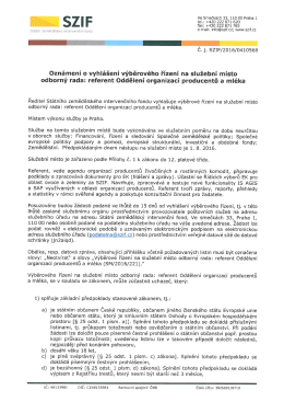 odborný rada: referent Oddělení producentů a mléka