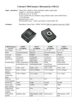 Vybrané CMOS kamery Micrometrics