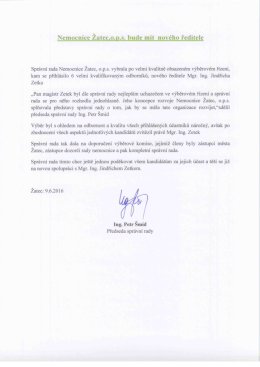 Tisková zpráva Nemocnice Žatec, o.p.s.