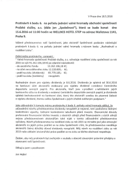 Page 1 V Praze dne 18.5.2016 Protinávrh k bodu 6. na pořadu