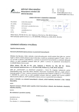 Městsk&yacute; &uacute;řad Bene&scaron;ov MUBN/39901/2016/V&Yacute;ST