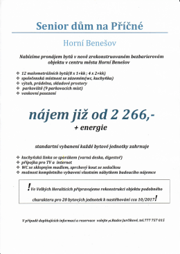 Senior dům na Příčné - pronájem bytů