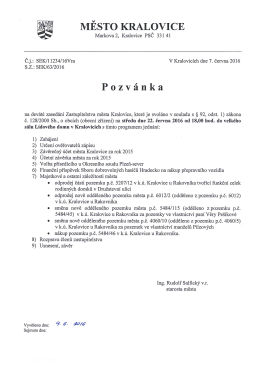 Pozvánka na 9. zasedání Zastupitelstva města