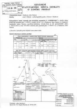 Oznámení statutárního města Ostravy o záměru prodat