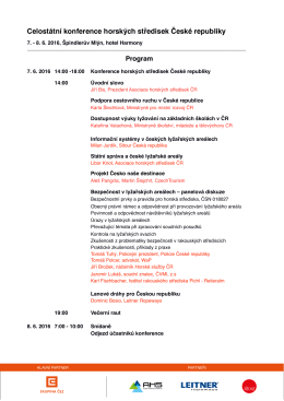 Program konference - Asociace horských středisek ČR