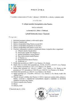 Pozvánka na 9. veřejné zasedání obecního zastupitelstva