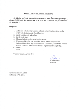 Pozvánka na zastupitelstvo.