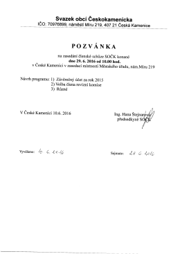 pozvánka na zasedání členské schůze SOČK