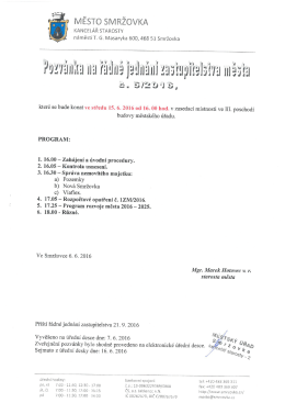 Pozvánka na řádné jednání zastupitelstva města č. 5/2016