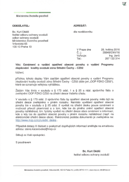 Veřejná vyhláška o vydání opatření obecné povahy