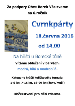 Page 1 Za podpory Obce Borek Vászveme na 6. ročník ervna 2016