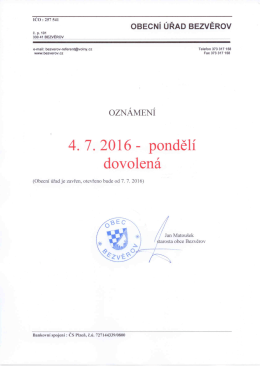 OÚ - dovolená dne 4. 7. 2016