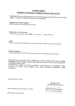 Prodej nemovitého majetku